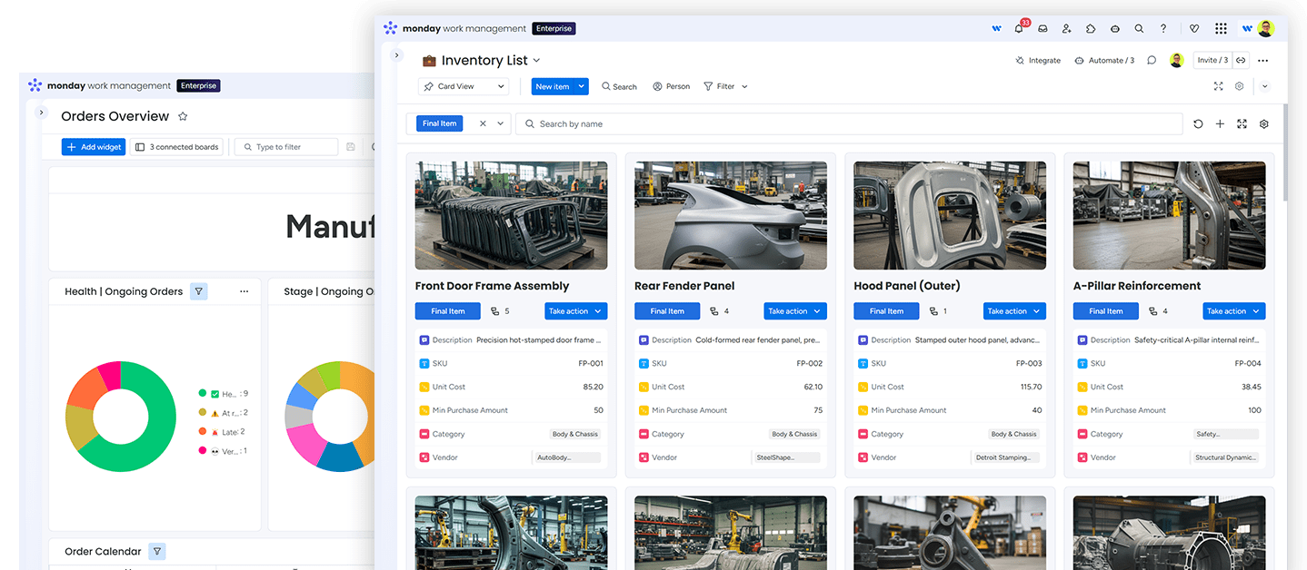 monday manufacturing solution
